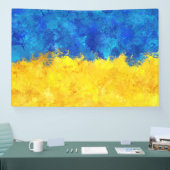 ウオーターカラーアートウクライナ国旗 横断幕 (トレードショー)