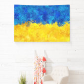 ウオーターカラーアートウクライナ国旗 横断幕 (インサイチュ)