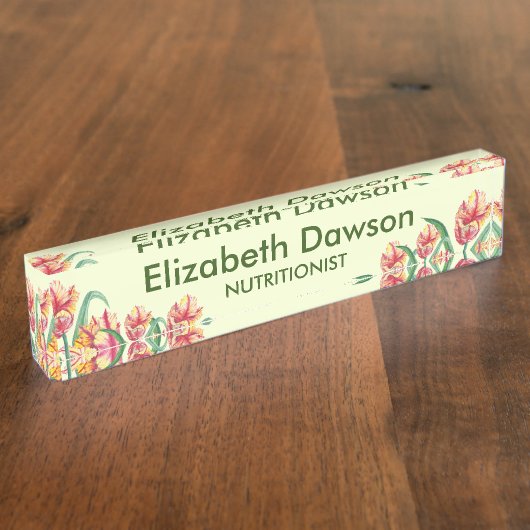 ウオーターカラーイエローオウムイラストレーション事務所 デスクネームプレート (側面)