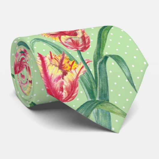 ウオーターカラーイエローオウムフローライラストレーション ネクタイ (ロール)