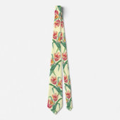 ウオーターカラーイエローオウムフローライラストレーション ネクタイ (正面)