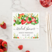 ウオーターカラーイチゴと花ブライダルシャワー スタンダードカクテルナプキン (インサイチュ)