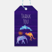 ウオーターカラーイルカ、ゾウ、カンガルーありがとう ギフトタグ (正面)