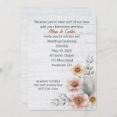 ウオーターカラーウェディングフラワーオンウッド 招待状 (正面/裏面)