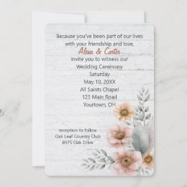 ウオーターカラーウェディングフラワーオンウッド 招待状