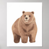 ウオーターカラーウッドランドかわいいクマ子供部屋ルームデコール ポスター (正面)