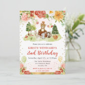 ウオーターカラーウッドランドアニマルズ子供の誕生日 招待状 (スタンド正面)