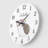 ウオーターカラーウッドランドアニマルヘッジホッグ子供部屋 ラージ壁時計 (傾斜)