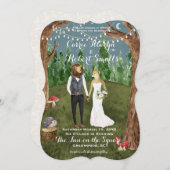 ウオーターカラーウッドランドアニマル結婚式招待状 招待状 (正面/裏面)