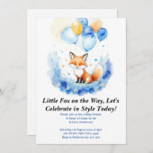 ウオーターカラーウッドランドキツネベビーシャワー招待状 招待状 (正面/裏面)