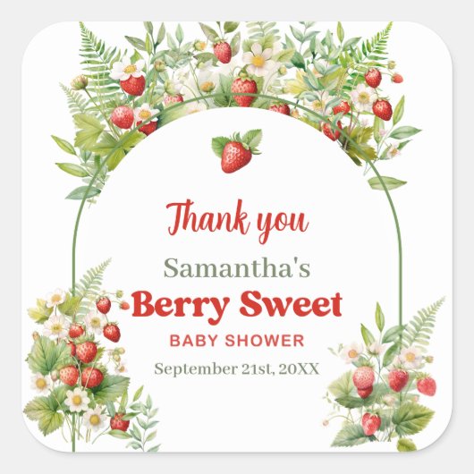 ウオーターカラーウッドランドストロベリーベリースウィート スクエアシール (正面)