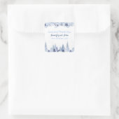 ウオーターカラーウッドランドスノーフレーク冬の結婚式 スクエアシール (バッグ)