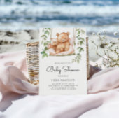 ウオーターカラーウッドランドテディベア赤ちゃんシャワー 招待状