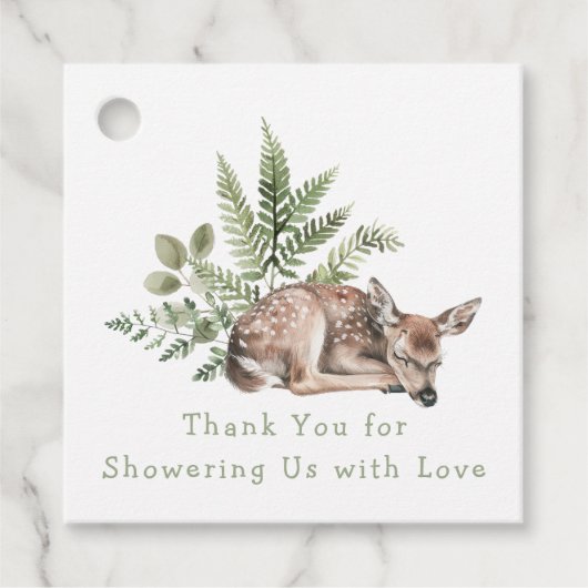 ウオーターカラーウッドランドディアベビーシャワー フェイバータグ (正面)