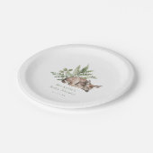 ウオーターカラーウッドランドディアベビーシャワー ペーパープレート (アングル)