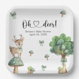 ウオーターカラーウッドランドディアベビーシャワー ペーパープレート