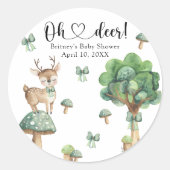 ウオーターカラーウッドランドディアベビーシャワー ラウンドシール (正面)