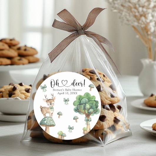 ウオーターカラーウッドランドディアベビーシャワー ラウンドシール