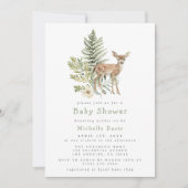 ウオーターカラーウッドランドディアベビーシャワー 招待状 (正面)