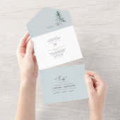 ウオーターカラーウッドランドディアモノグラム結婚ズ オールインワン招待状 (貼ってはがせる)