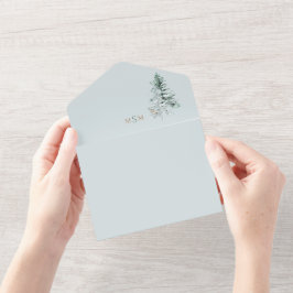 ウオーターカラーウッドランドディアモノグラム結婚ズ オールインワン招待状