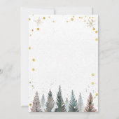 ウオーターカラーウッドランドハウス雪の冬のベビーシャワー 招待状 (裏面)