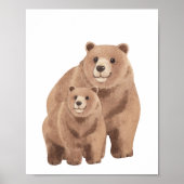 ウオーターカラーウッドランドファミリーベア子供部屋ルームデコール ポスター (正面)