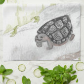 ウオーターカラーウッドランドフォレストカメ キッチンタオル (折り畳み)