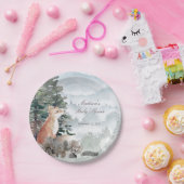 ウオーターカラーウッドランドフォレストキツネベビーシャワー ペーパープレート (パーティー)