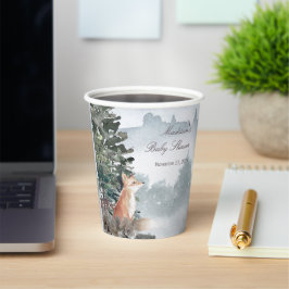 ウオーターカラーウッドランドフォレストキツネベビーシャワー 紙コップ