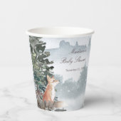 ウオーターカラーウッドランドフォレストキツネベビーシャワー 紙コップ (正面)
