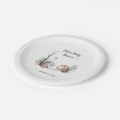 ウオーターカラーウッドランドフォレストベビーシャワー ペーパープレート (アングル)