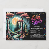 ウオーターカラーウッドランドフォレストベビーシャワー 招待状 (正面)