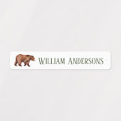 ウオーターカラーウッドランドベアパーソナライズされたボーイズ ラベル (デザイン1)