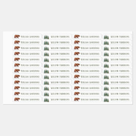 ウオーターカラーウッドランドベアパーソナライズされたボーイズ ラベル