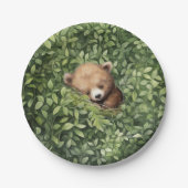 ウオーターカラーウッドランドベアーニュートラルベビーシャワー ペーパープレート (正面)