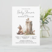 ウオーターカラーウッドランドベア赤ちゃんシャワー 招待状 (スタンド正面)