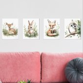 ウオーターカラーウッドランドベビーアニマルズ子供部屋デコール (リビング)