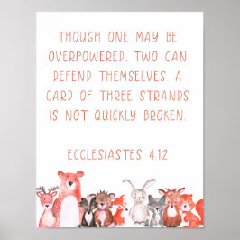 ウオーターカラーウッドランドベビーアニマル子供部屋アート ポスター