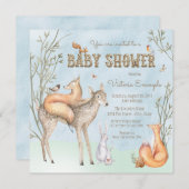 ウオーターカラーウッドランドベビーシャワー招待状 招待状 (正面/裏面)