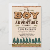 ウオーターカラーウッドランドボーイ赤ちゃんシャワー 招待状 (正面)