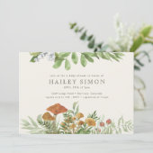 ウオーターカラーウッドランドマッシュルーム緑のベビーシャワー 招待状 (スタンド正面)