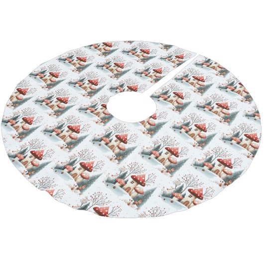 ウオーターカラーウッドランドマッシュルーム魅惑的な森 ブラッシュドポリエステルツリースカート (アングル)