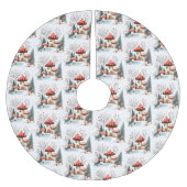 ウオーターカラーウッドランドマッシュルーム魅惑的な森 ブラッシュドポリエステルツリースカート (正面)