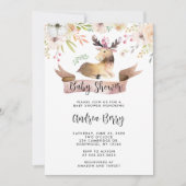 ウオーターカラーウッドランドムースベビーシャワー 招待状 (正面)