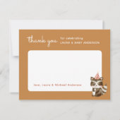 ウオーターカラーウッドランドラクーン水玉模様ベビーシャワー サンキューカード (正面)