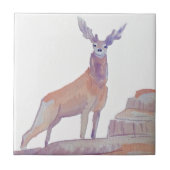 ウオーターカラーウッドランドレッドディアー タイル (正面)
