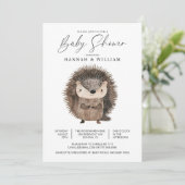ウオーターカラーウッドランド動物ハリネズミ赤ちゃんシャワー 招待状 (スタンド正面)