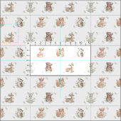 ウオーターカラーウッドランド動物ベビー子供部屋 ファブリック (タイル)