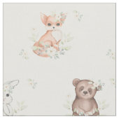 ウオーターカラーウッドランド動物ベビー子供部屋 ファブリック (クローズアップ)